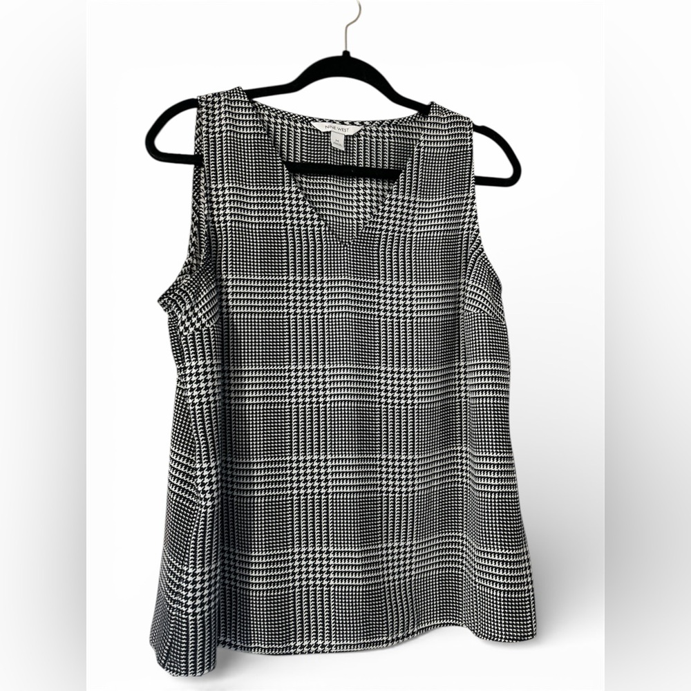 NINE WEST Black and White Houndstooth Sleeveless Top size M